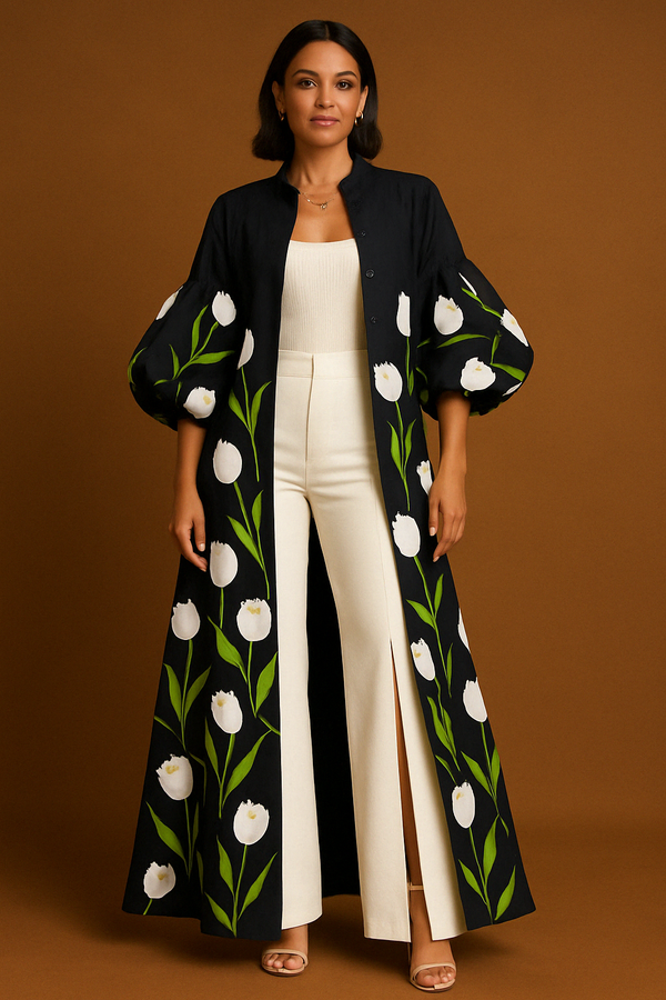 Bold Bloom Statement Duster Coat